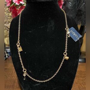 🆕 Rare Givenchy Gold Plated Necklace padlocks charms Vintage 80s